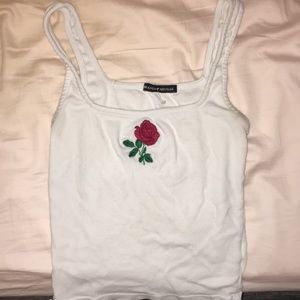 Brandy Melville rose embroidery tank